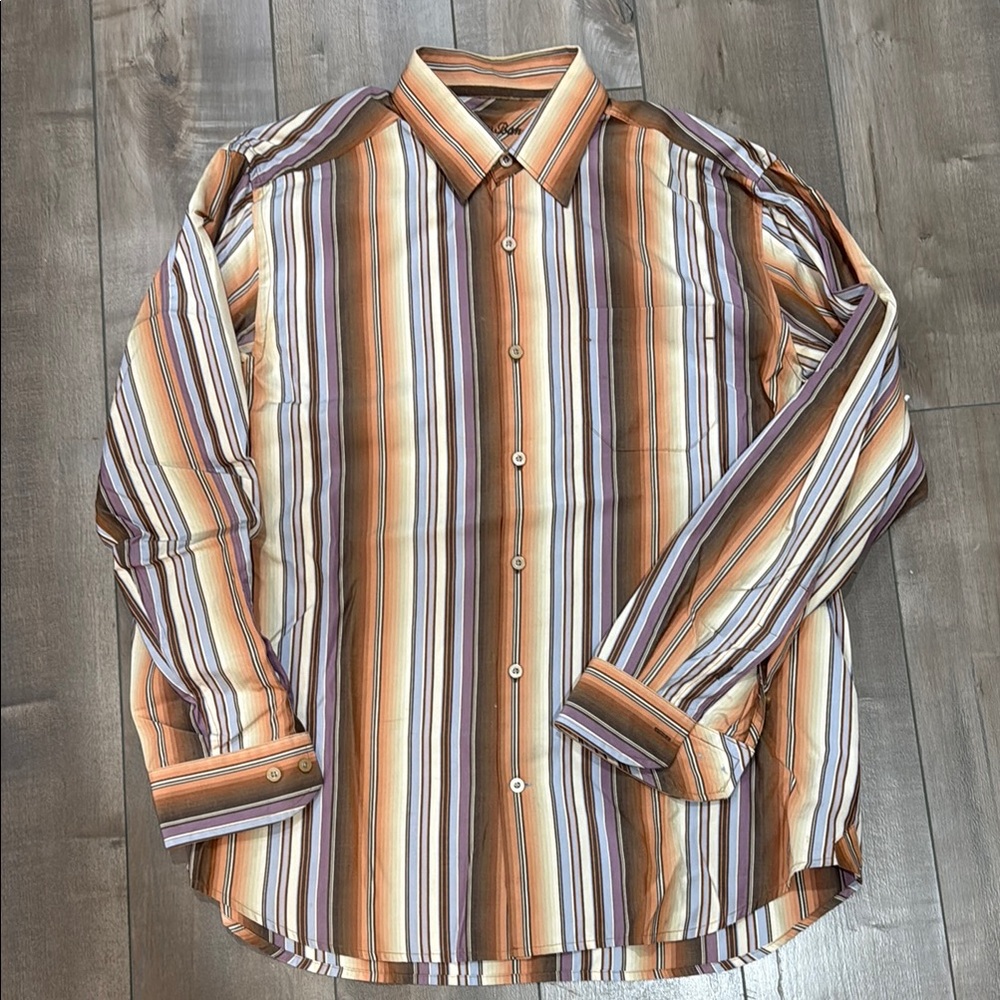 Tommy Bahama Striped Multicolor Men's Shirt. In size medium